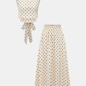 Polka Dot Sleeveless Top & Maxi Skirt Set