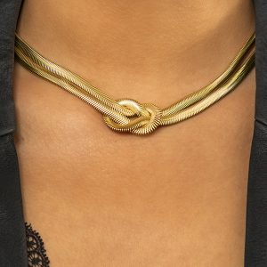 Knot Detail Double-Strand Snake Chain Necklace