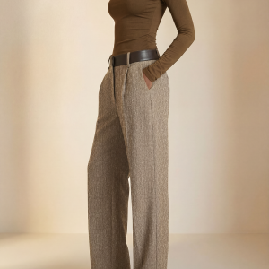 Faux Leather Panel Wide-Leg Pants