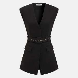Sleeveless Belted Blazer Vest