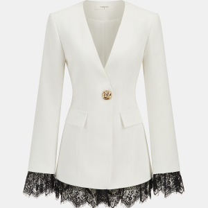 Lace Trim Metal Button Blazer