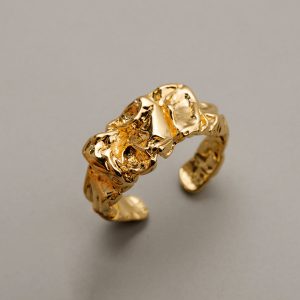 Irregular Textured Open Cuff Ring
