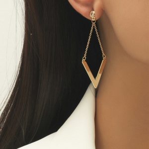 V-Shaped Chain Drop Earrings
