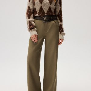 Color-Block Waist Wide-Leg Pants