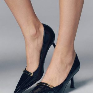 Metal Buckle Pointed-Toe Pumps