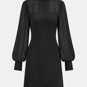 Sheer Chiffon Paneled A-Line Mini Dress
