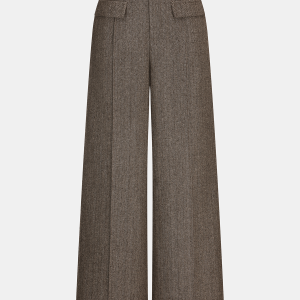 Herringbone Tweed Wide-Leg Pants