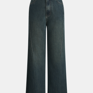 Mid-Waist Straight-Leg Jeans