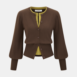 2 in 1 Layered Puff-Sleeve Cardigan