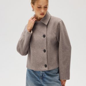 Wool Blend Collared Coat