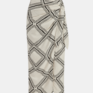 Abstract-Print Wrap Midi Skirt