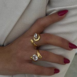 Twisted Zircon Statement Ring
