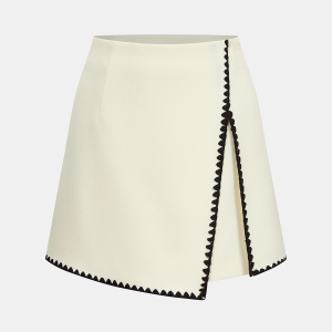 Scalloped Trim Asymmetrical Mini Skirt