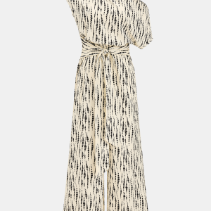 Abstract Dot Print One-Shoulder Jumpsuit