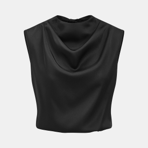 Satin Cowl-Neck Sleeveless Top