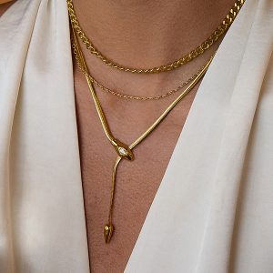 Snake Design Snake Chain Lariat Necklace