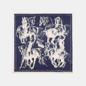 Horse Sketch Print Silk Scarf