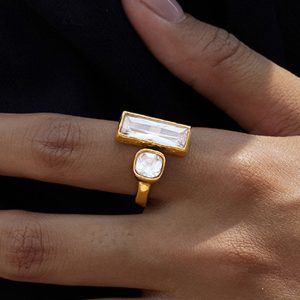 Gold-Tone Double-Stone Ring