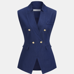 Double-Breasted Sleeveless Blazer Vest