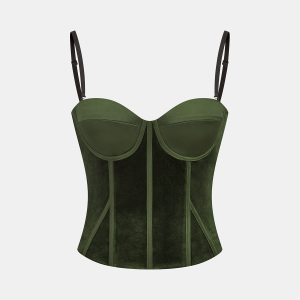 Velvet & Satin Panel Corset Top