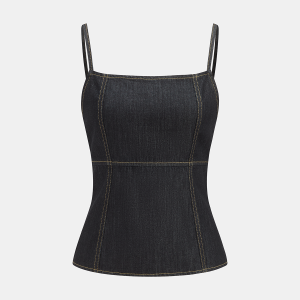 Contrast Stitch Denim Cami Top