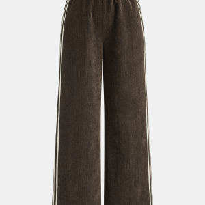Side-Stripe Corduroy Wide-Leg Pants
