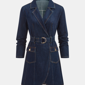 Belted Denim Blazer Dress