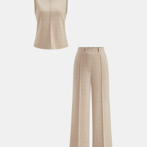 Seam Detail Mock Neck Tank & Pants Set