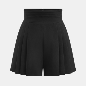 High-Waisted A-Line Pleated Shorts