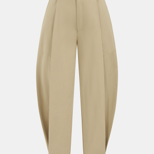 Cotton Pleated Mid-Waist Balloon Pants