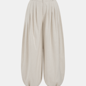 Linen-Blend Pleated Balloon Pants