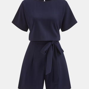 Tie-Waist Short-Sleeve Romper