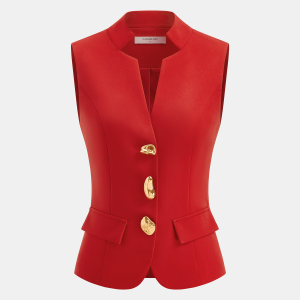 Metal Detail Sleeveless Blazer Vest