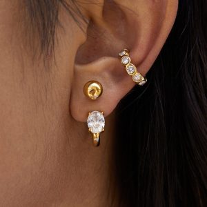 Zircon Accent Gold-Tone Earrings