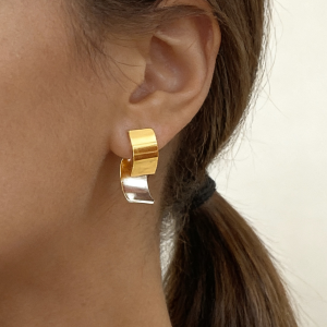 Two-Tone Minimalist Hoop Earrings