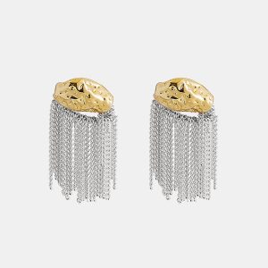 Textured Tassel Chain Earrings
