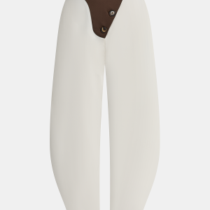 Contrast Waistband Asymmetric Balloon Pants