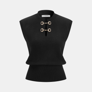 Horsebit Detail Sleeveless Knit Top
