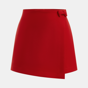 Bow Detail Asymmetric Wrap Skort