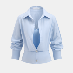 Cami Top & Button-Down Shirt Two-Piece Set