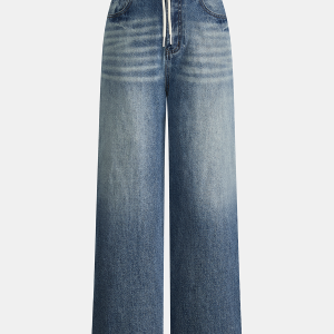 Drawstring Straight-Leg Denim Pants