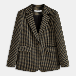 Wool-Blend Houndstooth Blazer