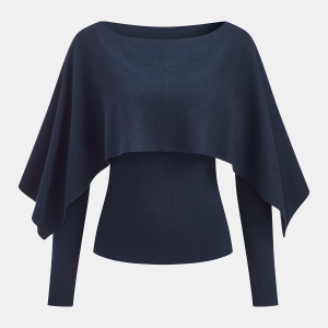 Long Sleeve Top & Capelet Knit Two-Piece Set
