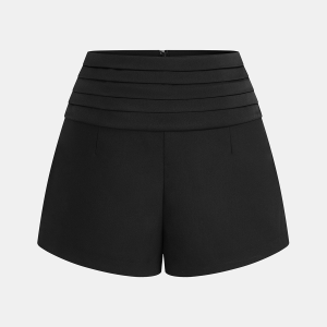 Pleated Waistband Tailored Shorts