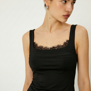 Lace Trim Square-Neck Tank Top