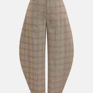 Mid-Waist Plaid Balloon Pants