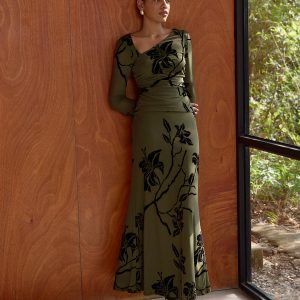 Floral Print Asymmetric Neck Top & Skirt Set
