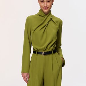 Belted Twist-Neck Wide-Leg Jumpsuit