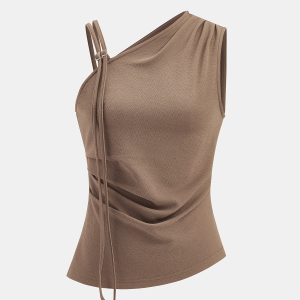 One-Shoulder Ruched Textured Top