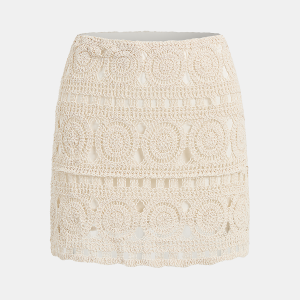 Circle Pattern Crochet Mini Skirt
